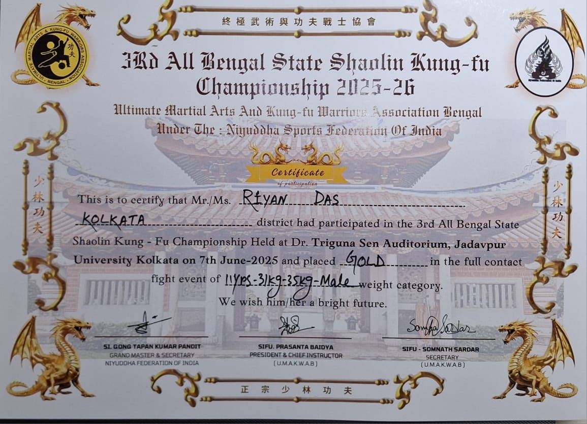3rd All Bengal State Shaolin Kung-Fu Championship 2025-26 2